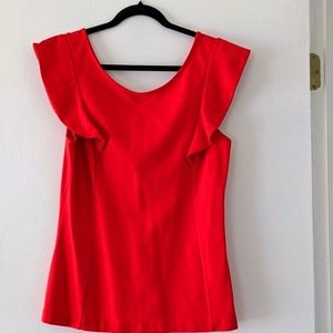 Red sleeveless blouse